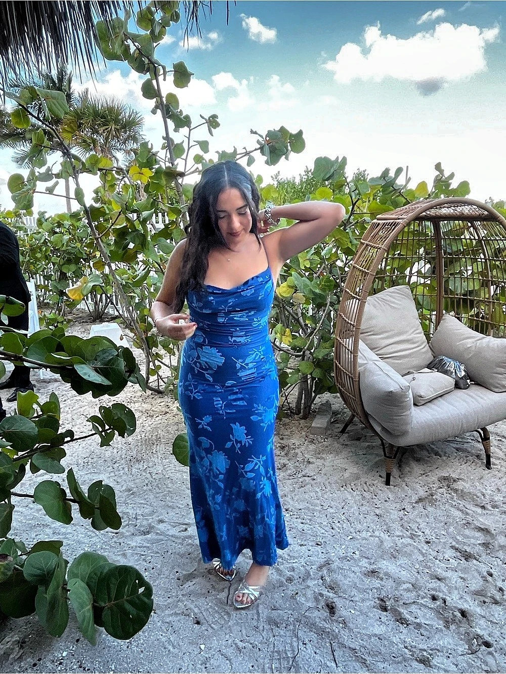 Floral Maxi Dress in Blue Like New